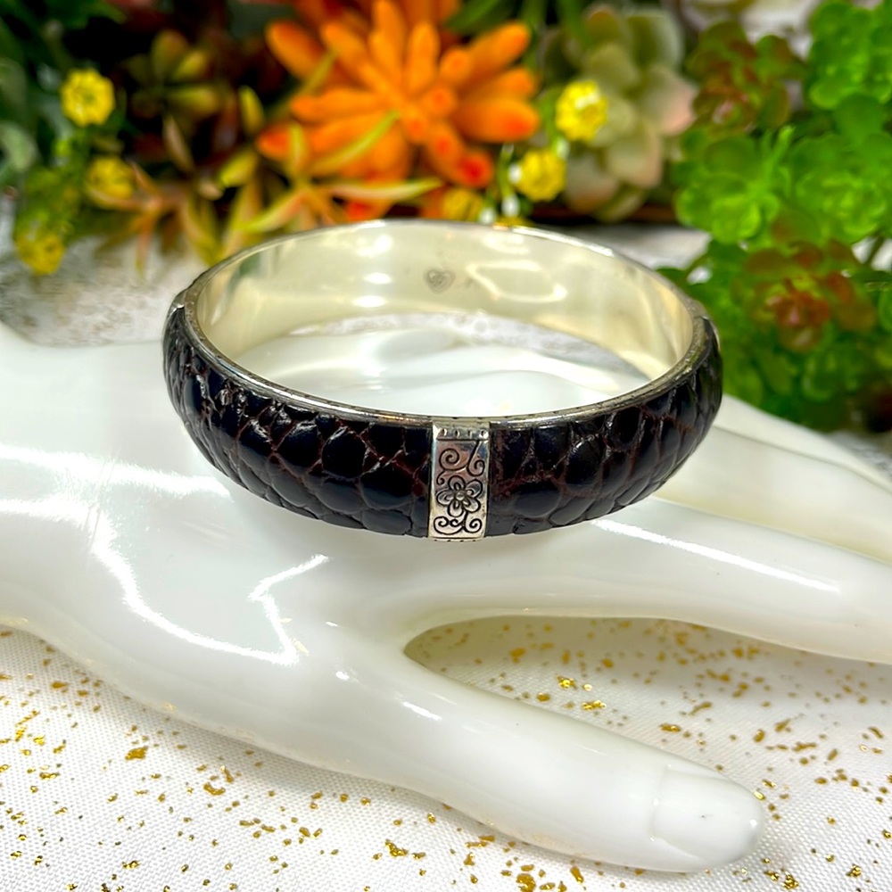 Brighton bracelet bangle silver brown croc
